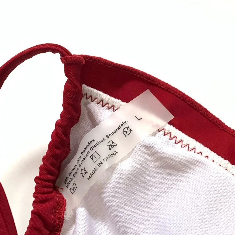 SHEIN Red Triangle Halter Bikini Top